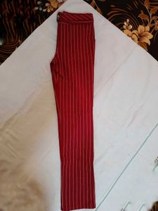 Striped Red Casual Pants