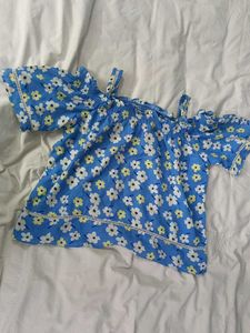 Blue Floral Off-Shoulder Top