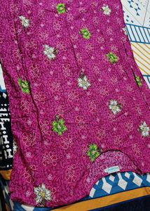 Women Pink Cotton Mix Floral Printed Kaftan Dress