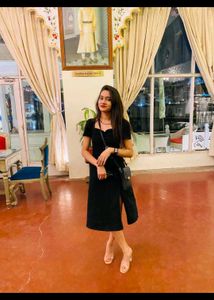 Black Sweetheart Neck Slit Dress
