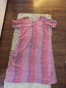 Pink Plaid Casual Kurta Set