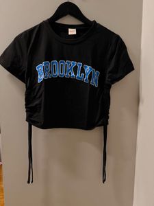 URBANIC Black crop tee with knot detail