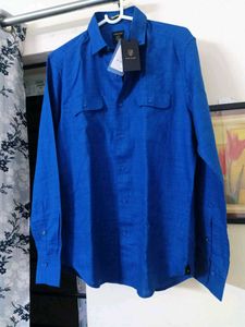RARE RABBIT Stylish Blue LINEN Shirt