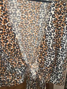 Leopard Print Tie-Front Top