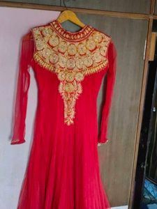 Elegant Red &amp; Gold Anarkali