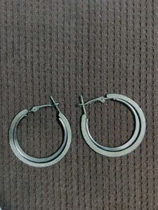 Black Metallic Hoop Earrings