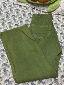 Olive Green Wide Leg Jeans