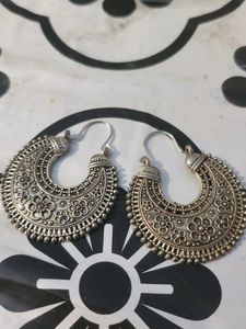 Boho Silver Hoop Earrings