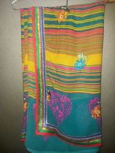 Multi Colour Saree With Embroidery