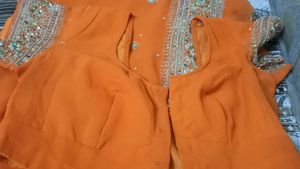 Orange Embellished Saree