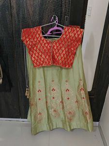 Embroidered Lehenga Skirt With Blouse And Duppata