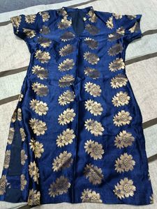 Dark Blue Foil Print Kurta