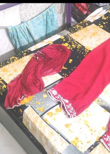 Red Embroidered Kurta Set