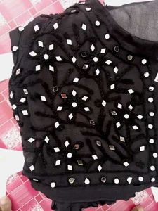 Black Mirror Work Chikankari Kurti