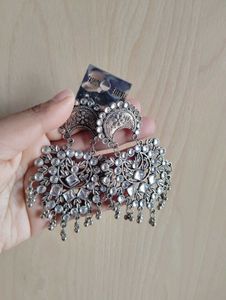 Statement Silver Oxidized Earrings