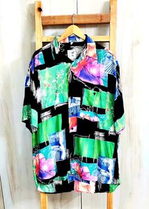 Green Printed Shirt Size-48