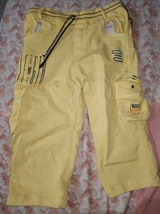 Yellow Cargo Capri Pants