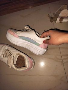 Women White Shoes with wedges / heels
