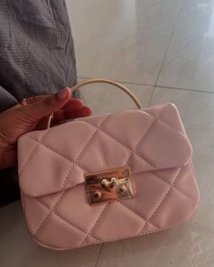 Charles &amp; keith Quilted Boxy Top Handle Bag - Pink