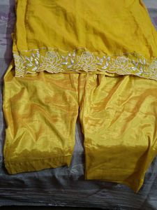 Yellow Embroidery Suit With Dupatta.