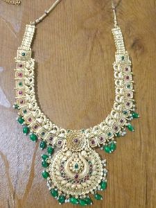 Gold With Green Drop Bridal Jewellery Set