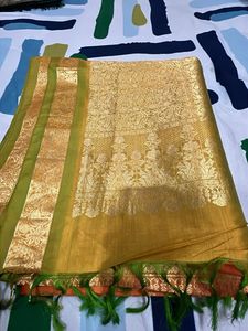 Kanchivaram Pure Silk Orange Green Saree