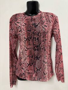 Pink Snake Print Long Sleeve Top
