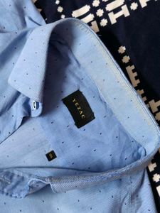 Yezac Men Blue Pirnted Cotton Casual Shirt