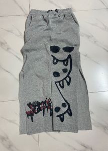 Graphic Print Grey Sweat Skirt