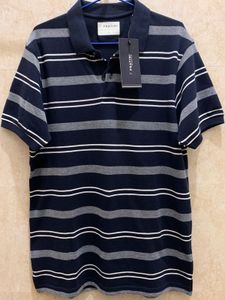 FRATINI Premium Cotton Striped Polo Collar Tshirt.