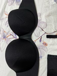 Strapless Padded Black Bra