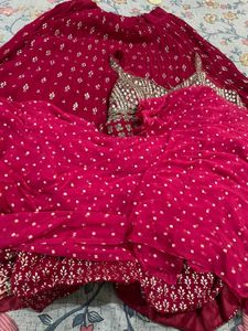🔥 Hot Pink Mirror work Lahenga 🔥