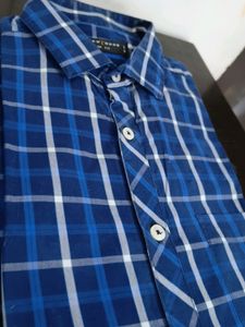 Knighthood 100% Cotton Blue Check Full Sleeve Shir