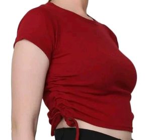Burgundy Ruched Crop Top