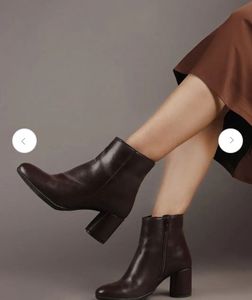 ELLE Leather Black Ankle Boots