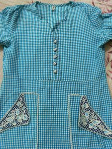 Cute Blue Checked Dress