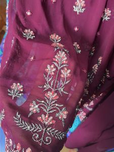 Maroon Embroidered Palazzos
