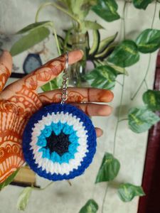 Evil Eye Crochet Keychain