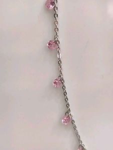 Pink Accent Layered Necklace 925 Sterling Silver