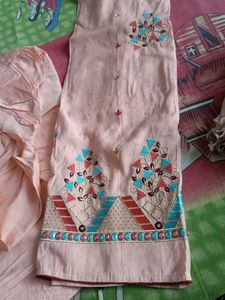 Peach Embroidered Kurta Set