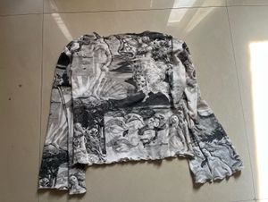 Vintage Art Print Long Sleeve Top