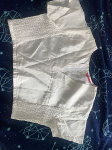 White Blouse with Zipper And Elastic Model Slip On