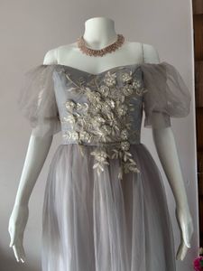 Grey Lace Embellish Premium Gown