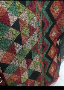 Geometrical Pattern Pompom Saree With blouse Piece