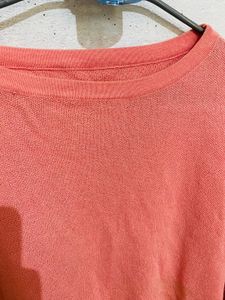 Oversize Peach Sweater Cum Top