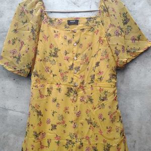 Women Casual Printed Dress with Wide Neckline