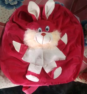 Kids School Bag l Rabbit Bag Bunny Backpack Velvet Kids School Bag (Pink)