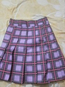 Purple Plaid Pleated Skirt
