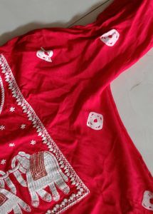 Red Printed Saree