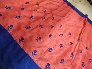 Handcrafted Pink Embroidered  Saree